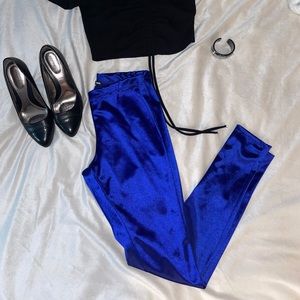 Royal blue satin fashion nova leggings medium